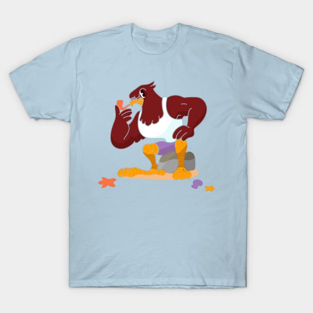 Hawk Smoking Cartoon T-Shirt by Mako Design 